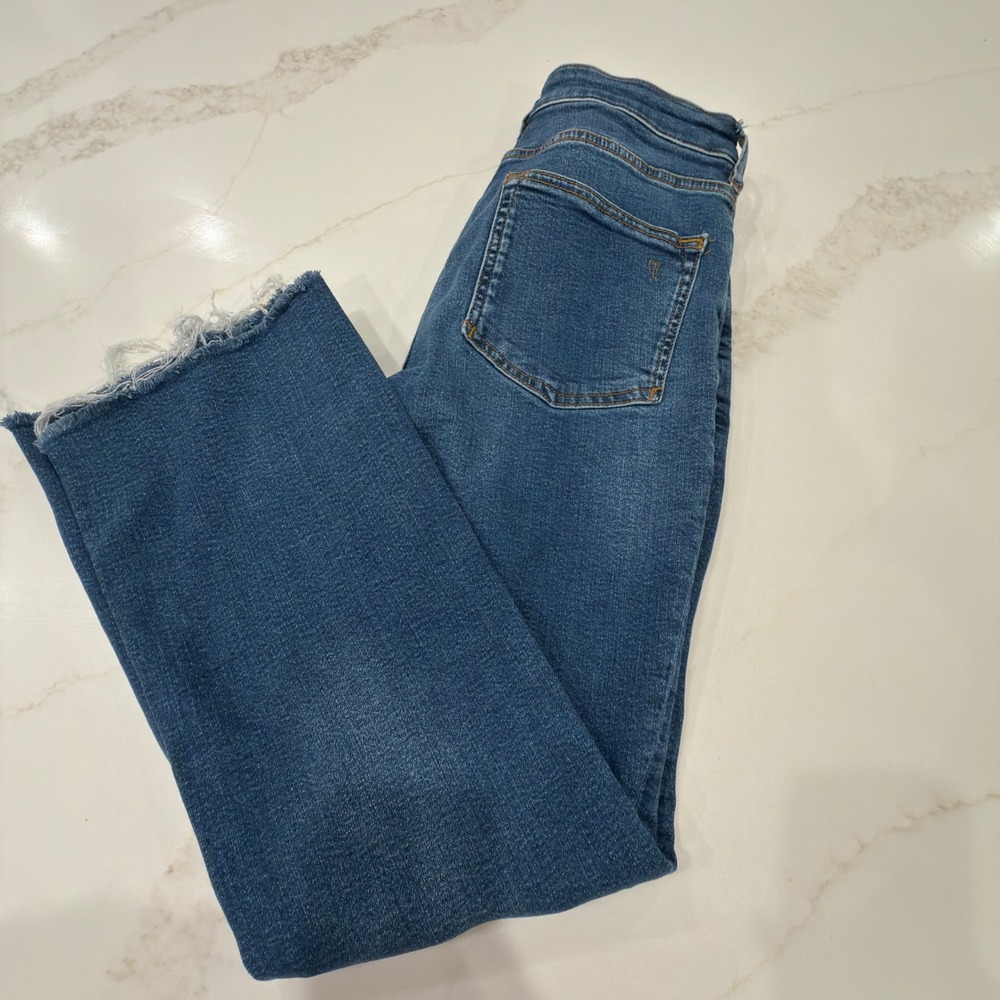 Pilcro and the Letterpress Anthropologie Wide Leg Raw Hem Jeans Blue Womens 30